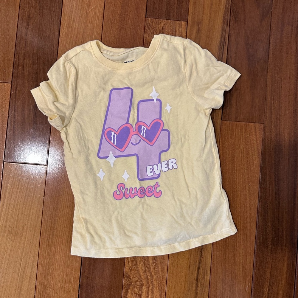 Old Navy Yellow Short Sleeve birthday Tee